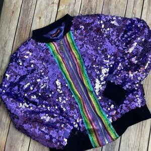 JoJo Siwa jacket for girls size 6 / 6X - purple sequins and rainbow